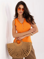 Arancione / ONE SIZE Top a Costine in Cotone Stretch