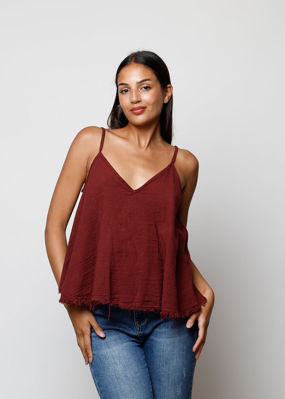 Top spalla stretta in 100% cotone
