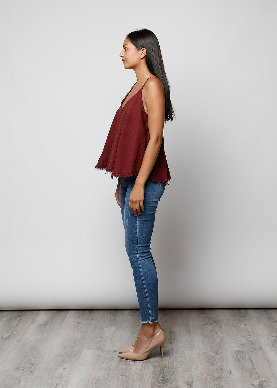 100% cotton narrow shoulder top