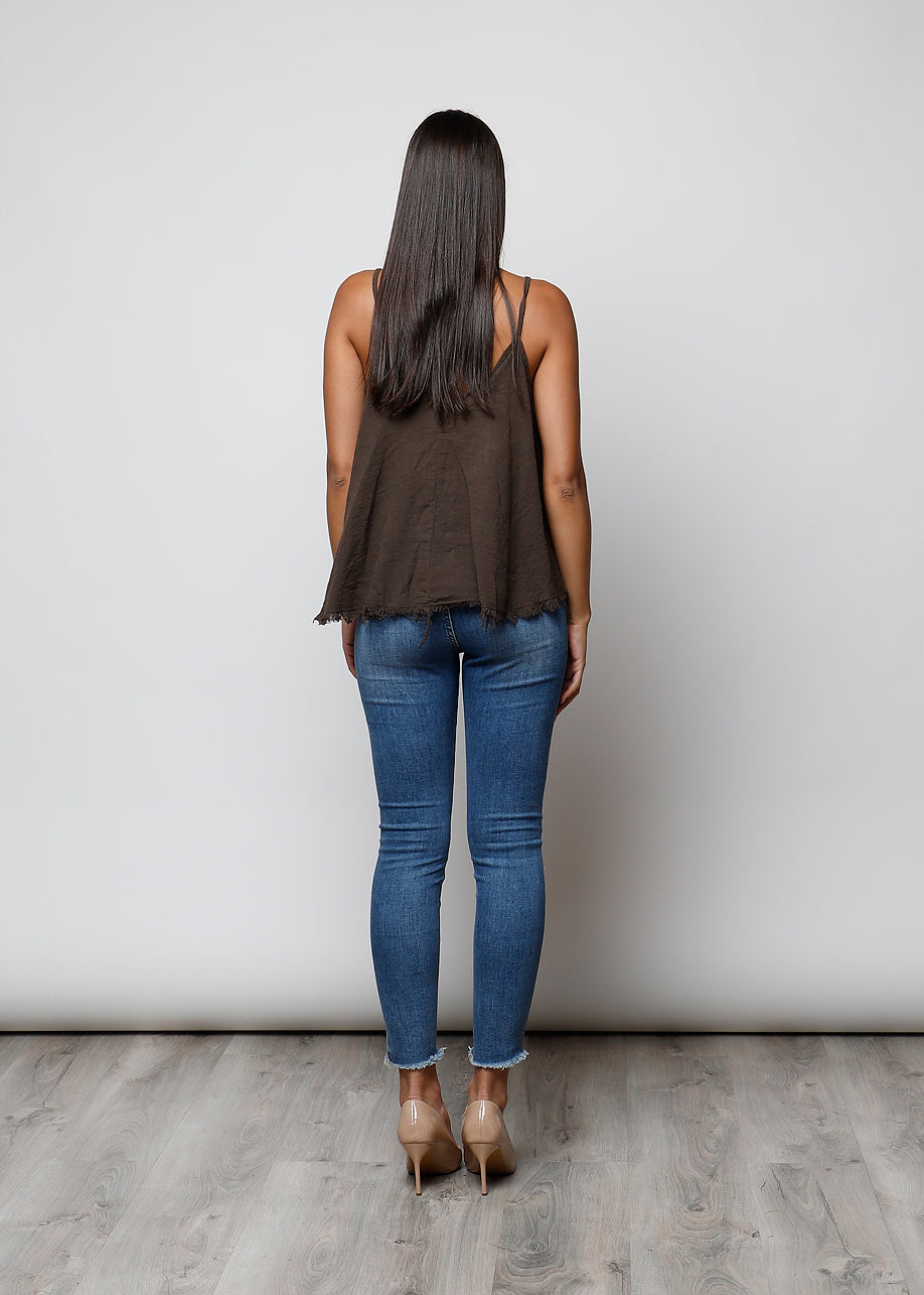 100% cotton narrow shoulder top
