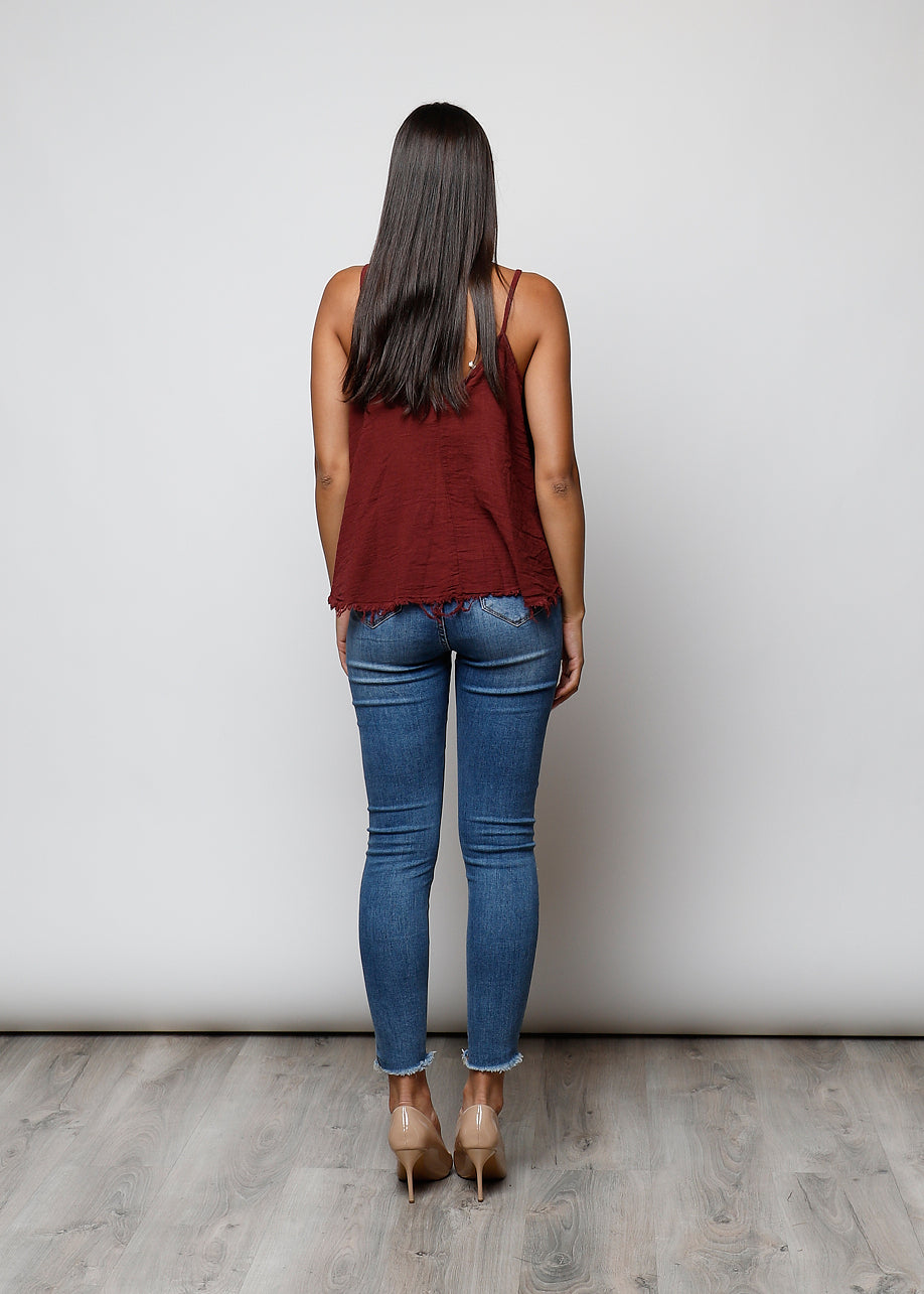 100% cotton narrow shoulder top