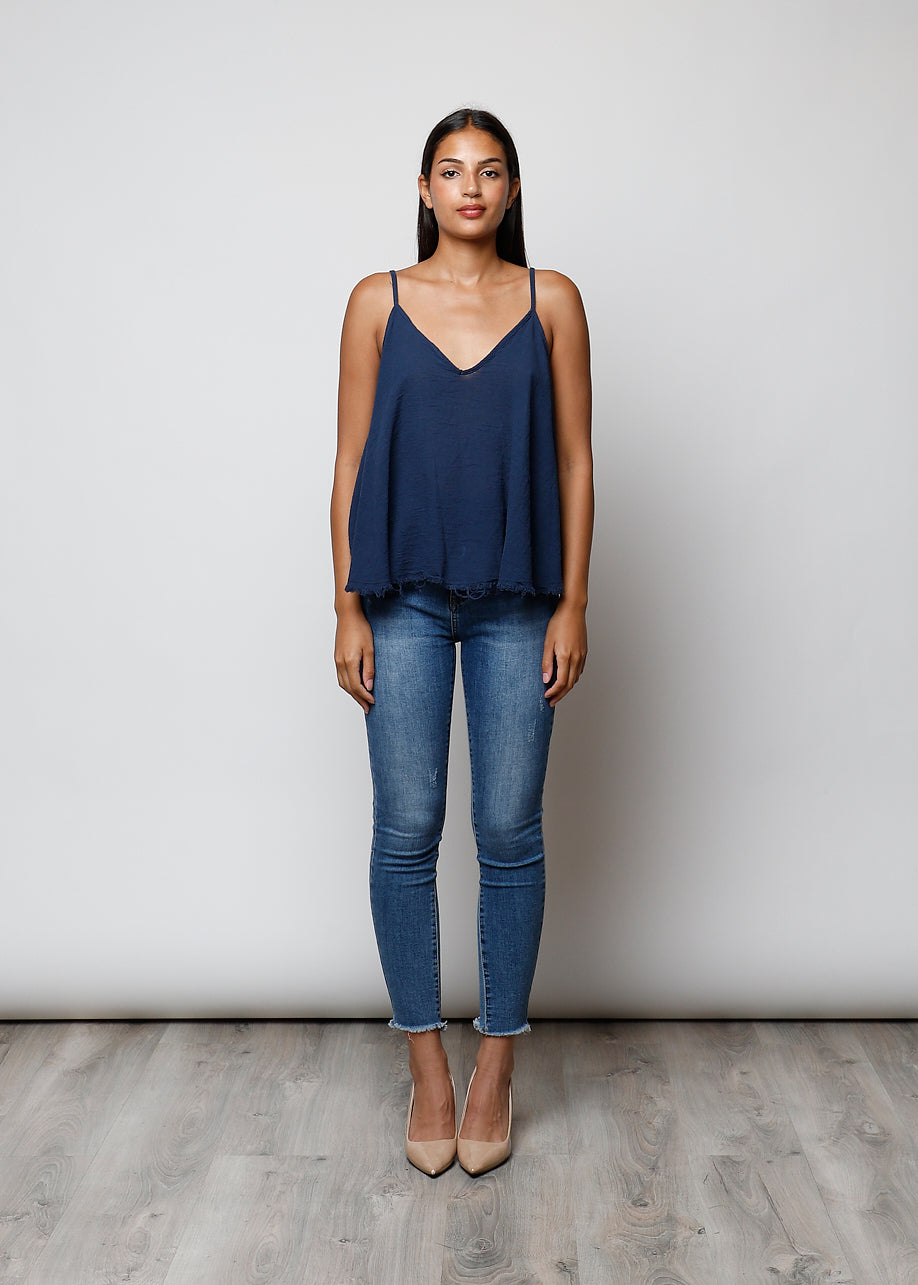 100% cotton narrow shoulder top