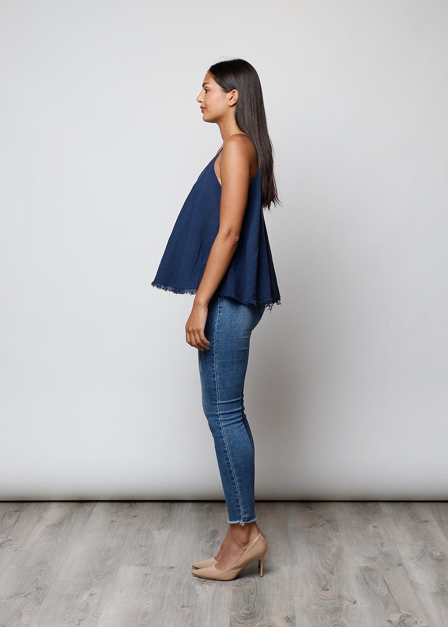 100% cotton narrow shoulder top