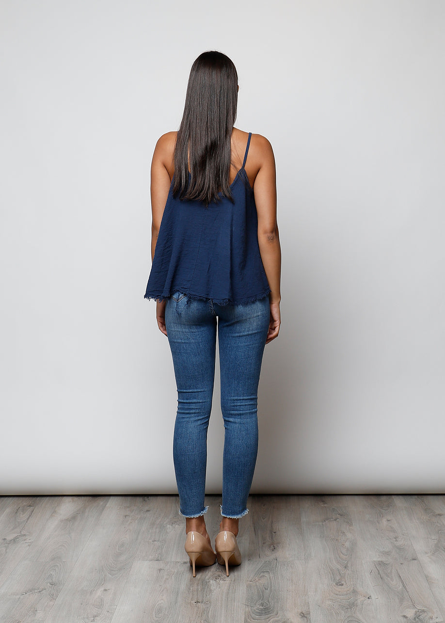 100% cotton narrow shoulder top