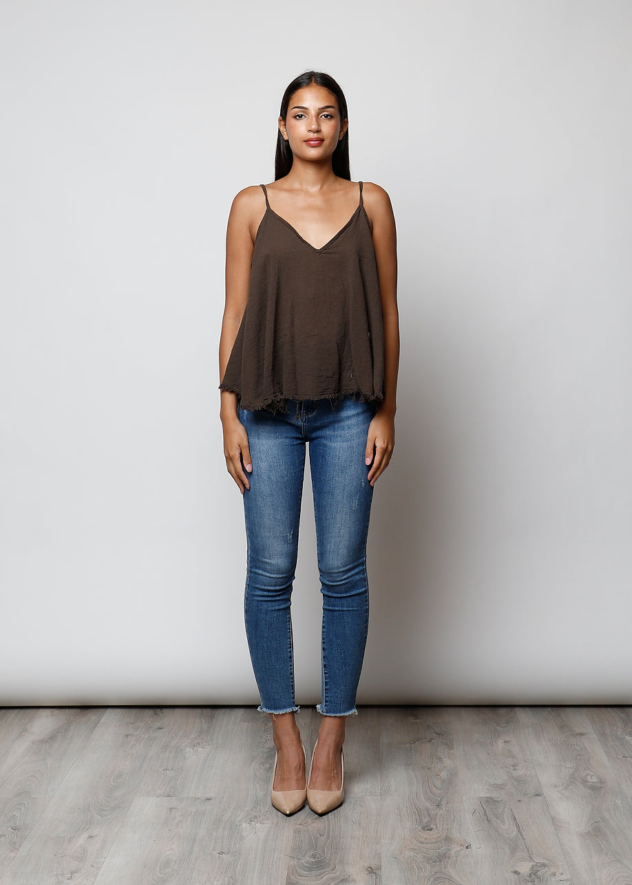 100% cotton narrow shoulder top