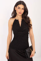 Nero / Universale Top in pizzo con schiena scoperta - 222437