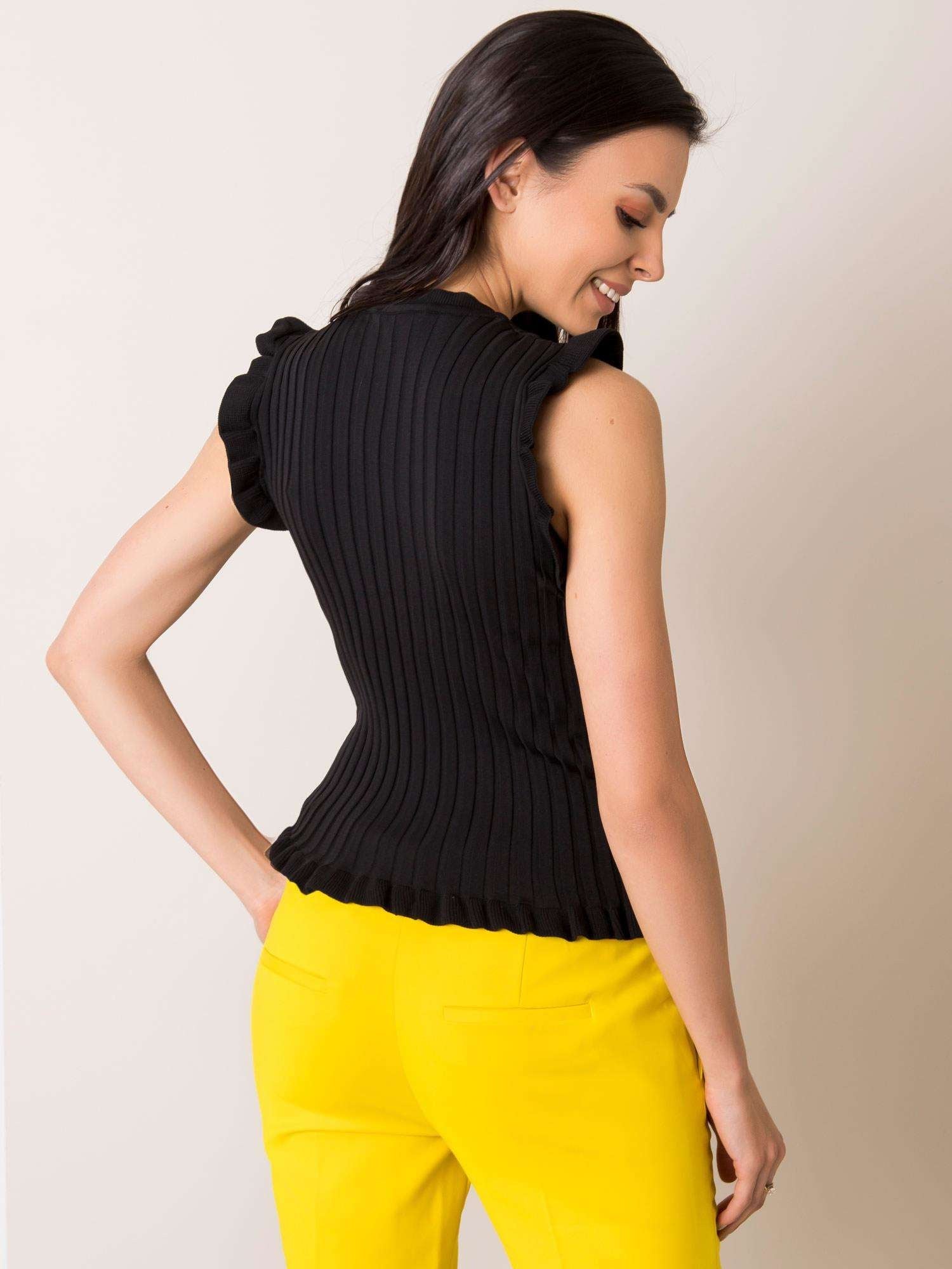 Top Smanicato in Maglia a Costine con Scollo Rotondo (Carla)