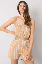 Marrone / S Tuta corta in cotone elasticizzato - 214471