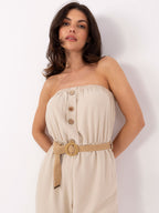 Beige 2 / S Tuta Intera Smanicata in Misto Cotone a fascia