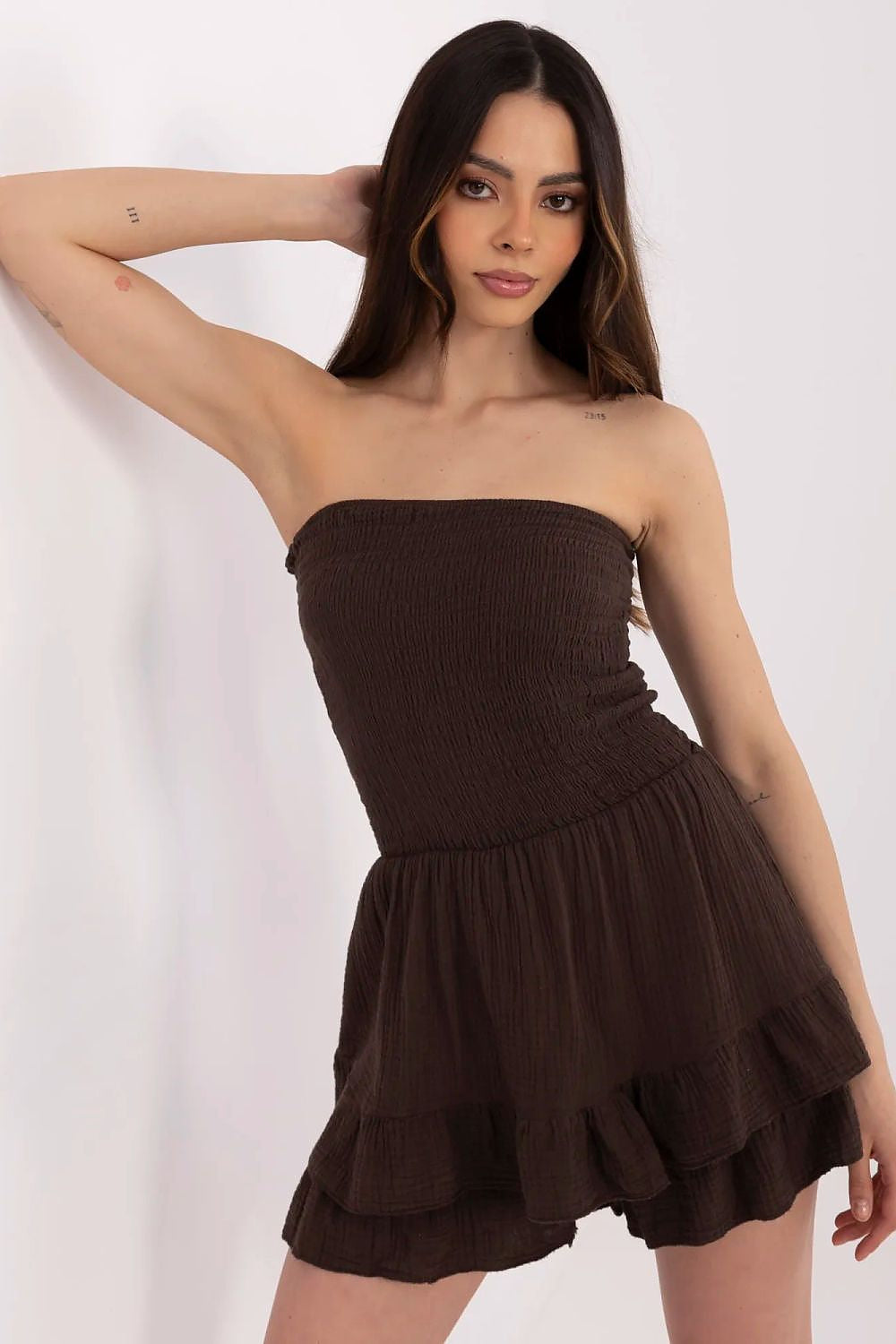 Marrone / Taglia unica Tuta jumpsuit corta da donna - 212511