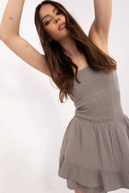 Beige / Taglia unica Tuta jumpsuit corta da donna - 212511