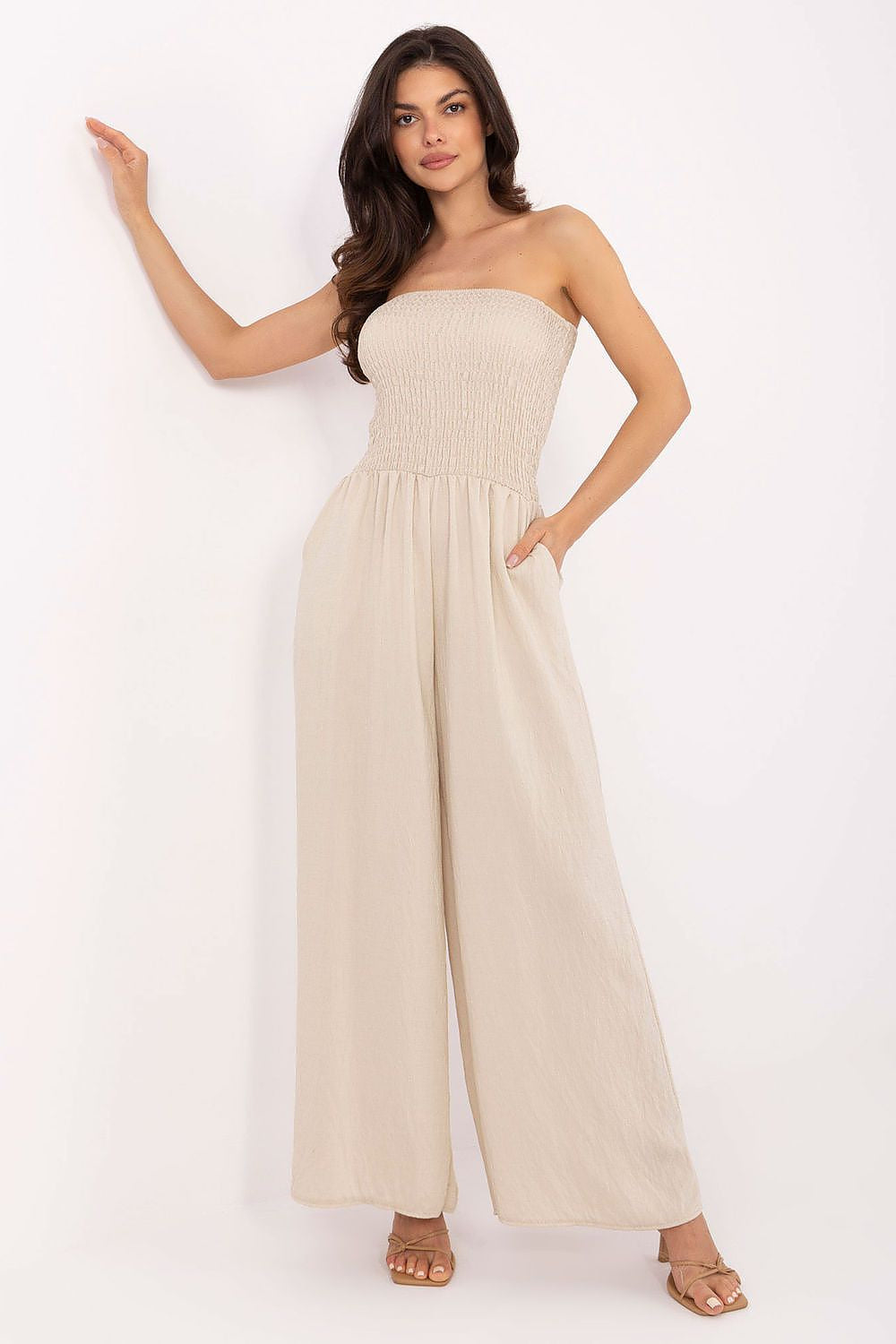 beige 3 / Taglia unica Tuta senza maniche in viscosa