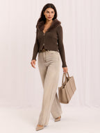 Veronica - Cardigan Corto a Costine con Zip Frontale