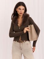 Veronica - Cardigan Corto a Costine con Zip Frontale
