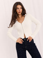 Veronica - Cardigan Corto a Costine con Zip Frontale
