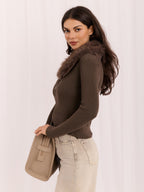 Veronica - Cardigan Corto a Costine con Zip Frontale