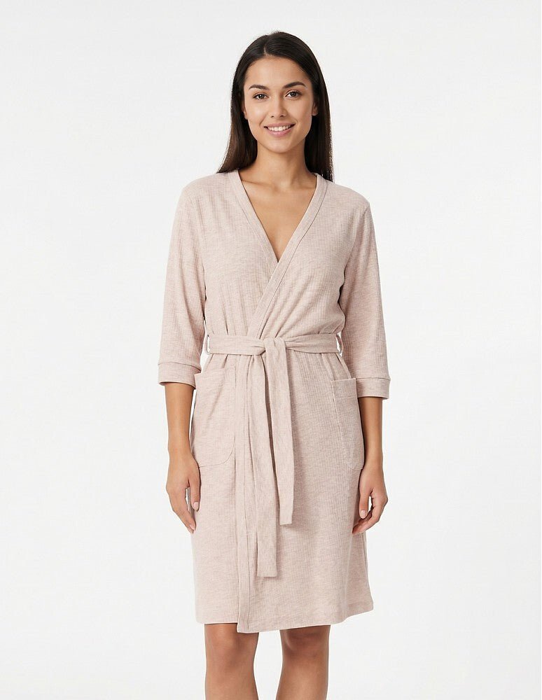 Beige / S Vestaglia Melange Soft-Touch – Comfort Elegante