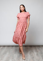 Vestito manica corta arricciato