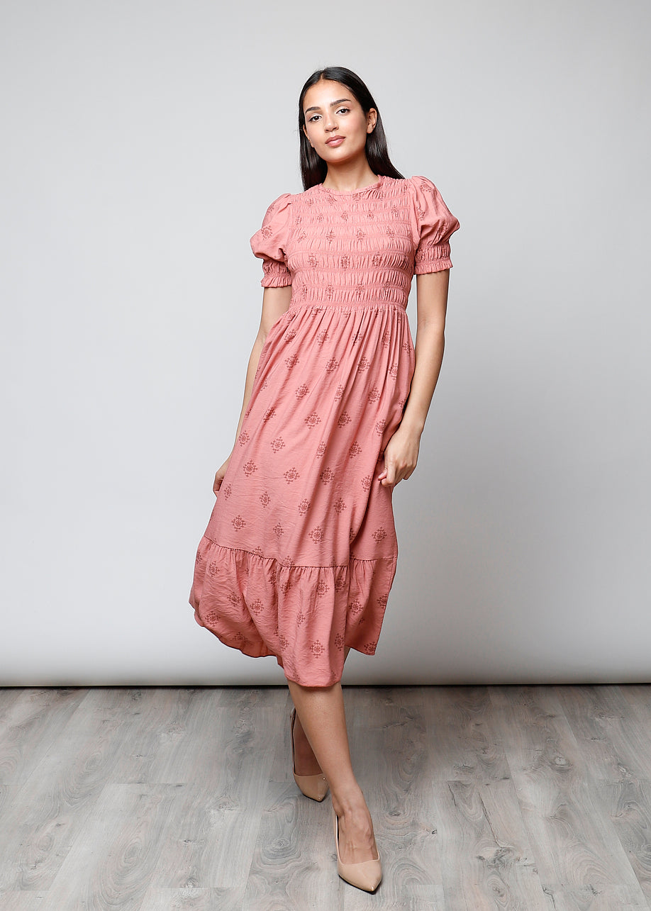 Vestito manica corta arricciato