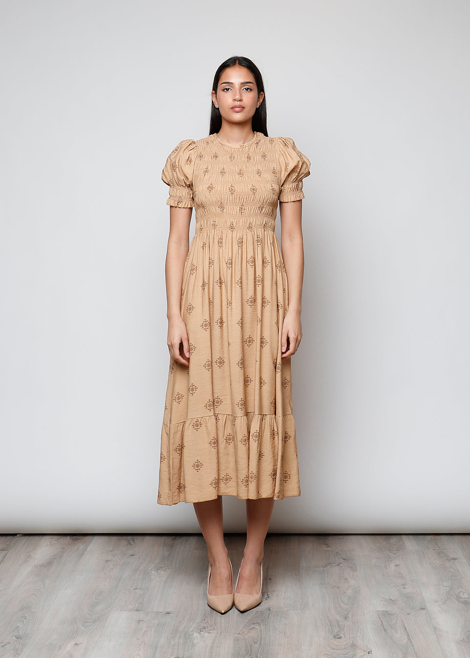 Vestito manica corta arricciato