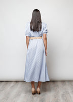 Long dress with short sleeves and stripes