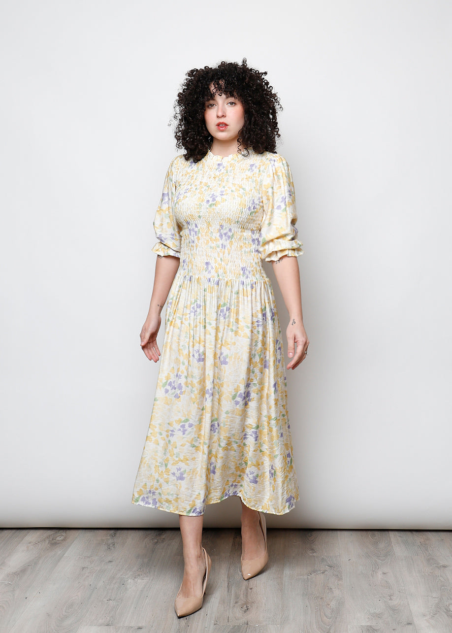 Long sleeve ruched dress