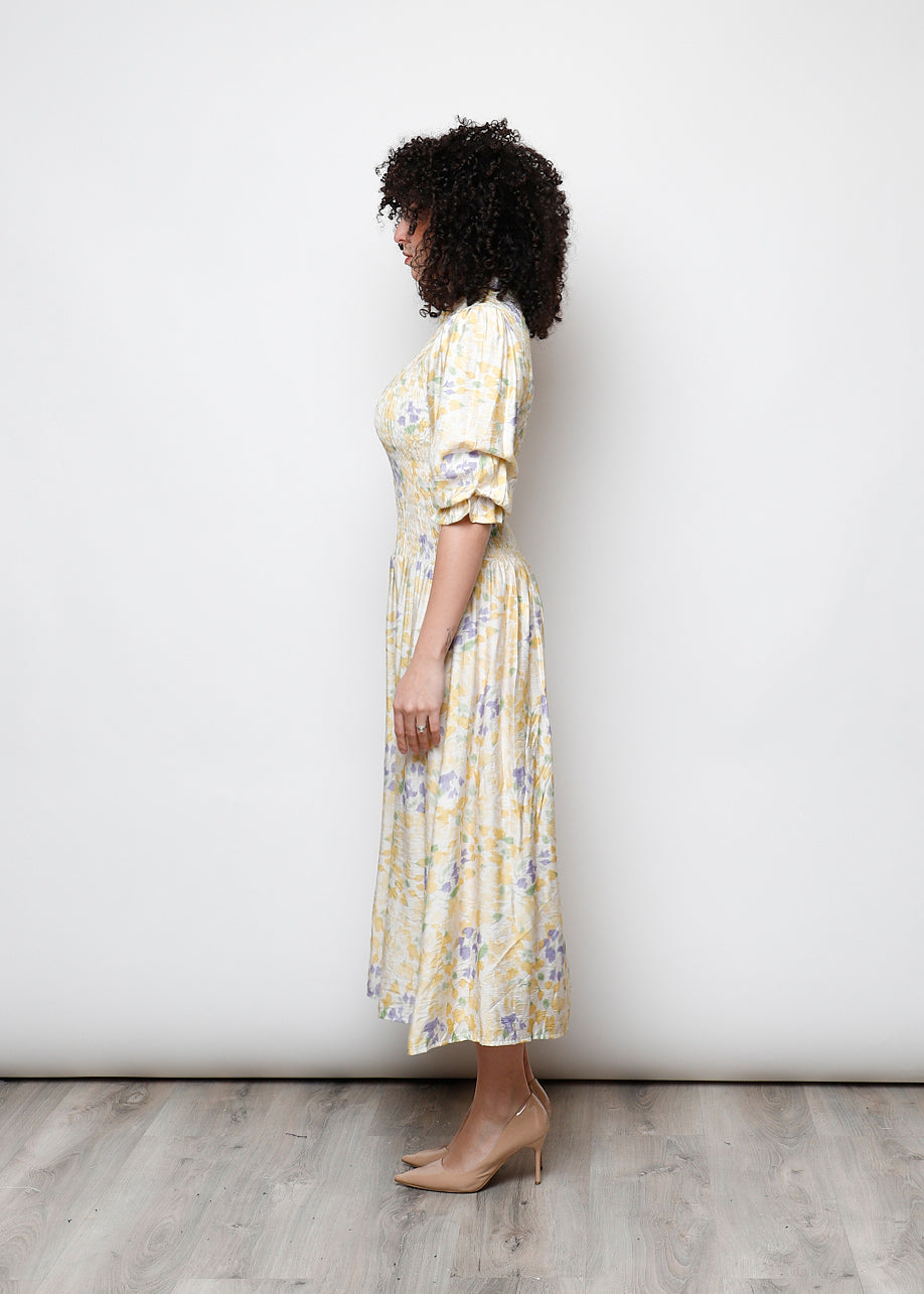Long sleeve ruched dress