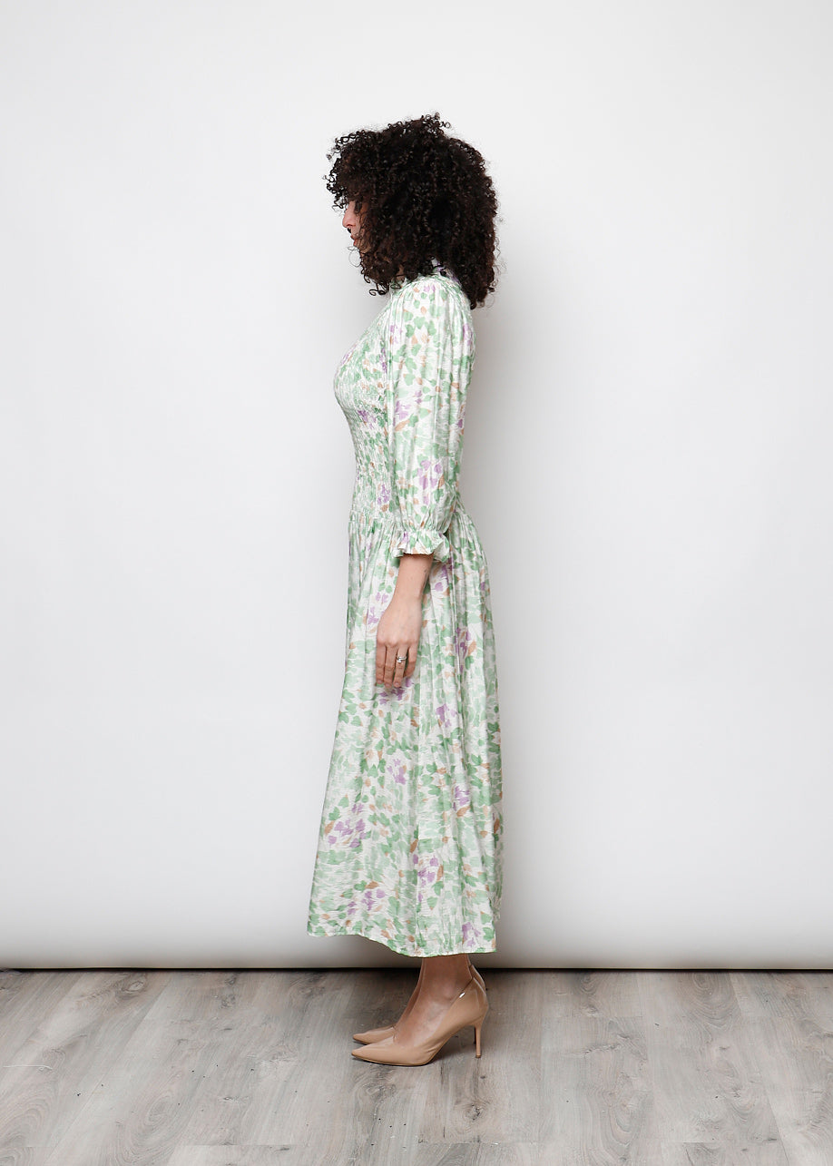 Long sleeve ruched dress