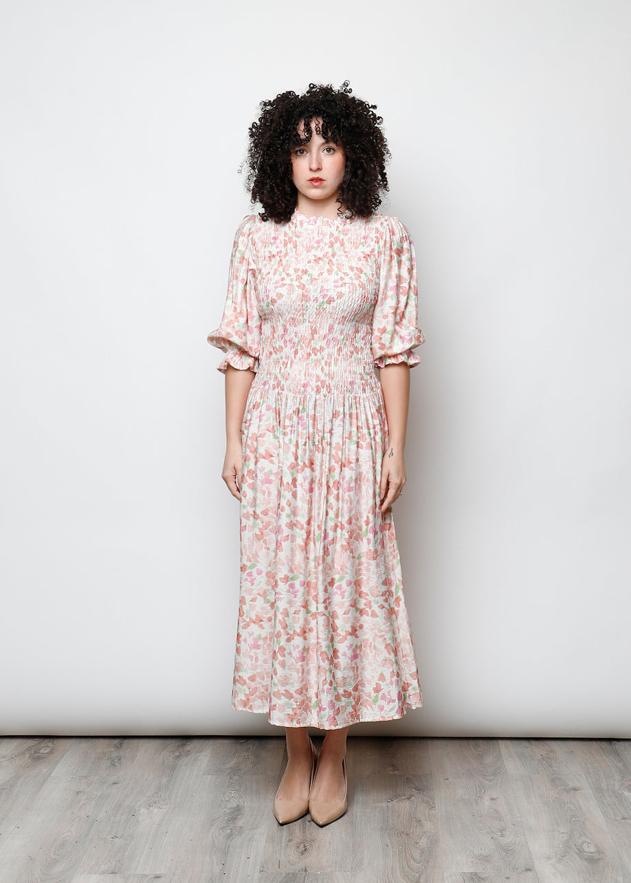 Long sleeve ruched dress