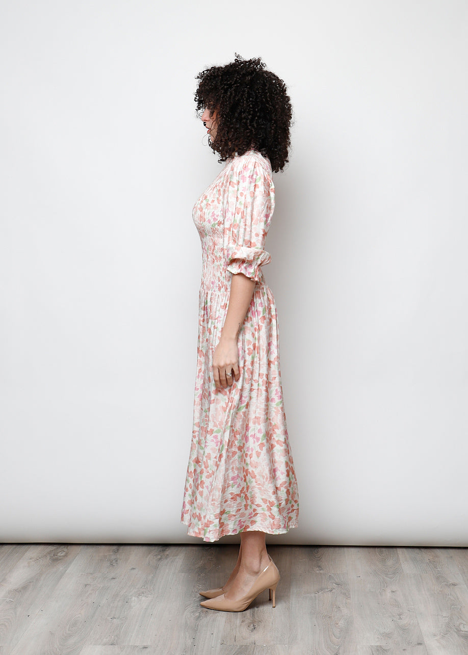 Long sleeve ruched dress