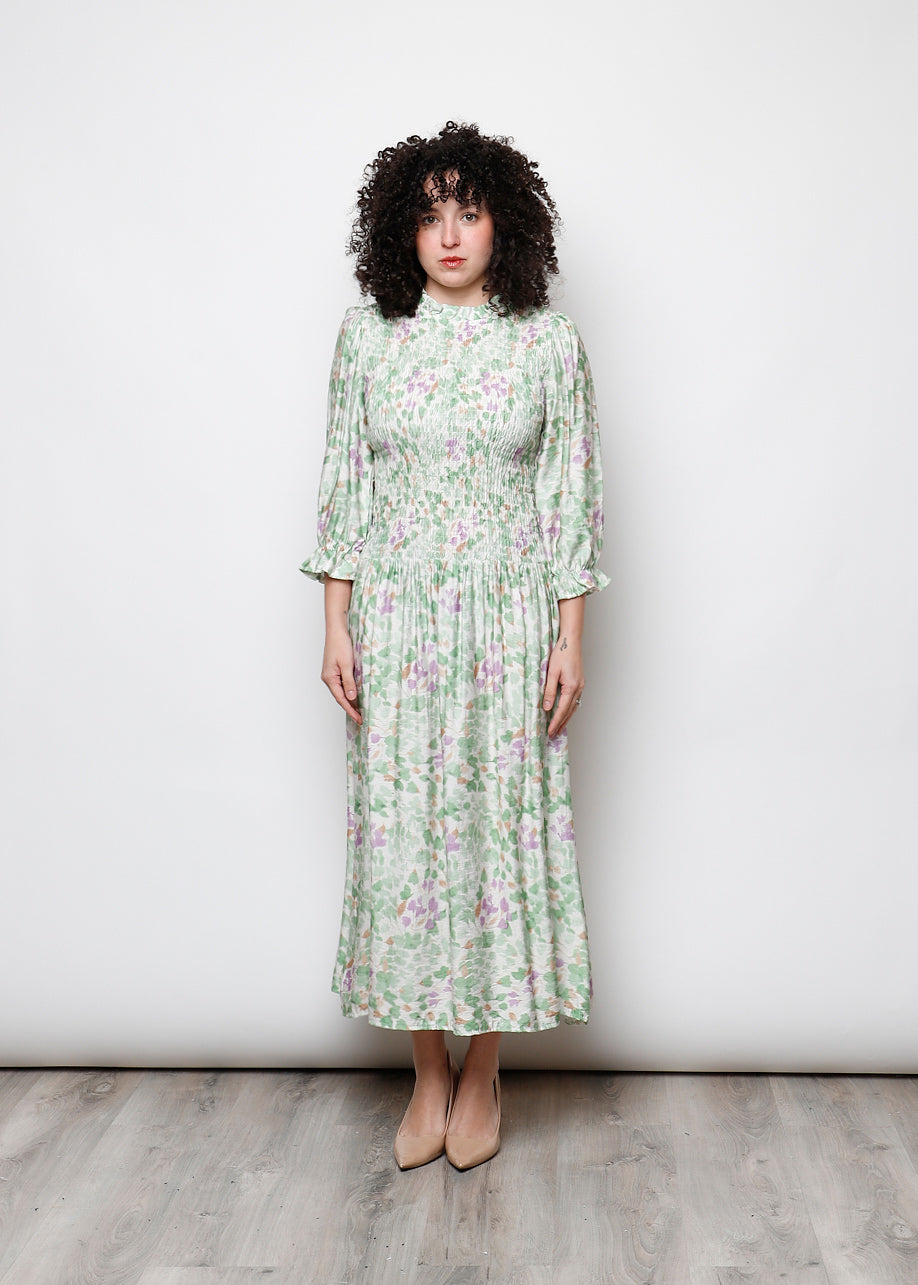 Long sleeve ruched dress