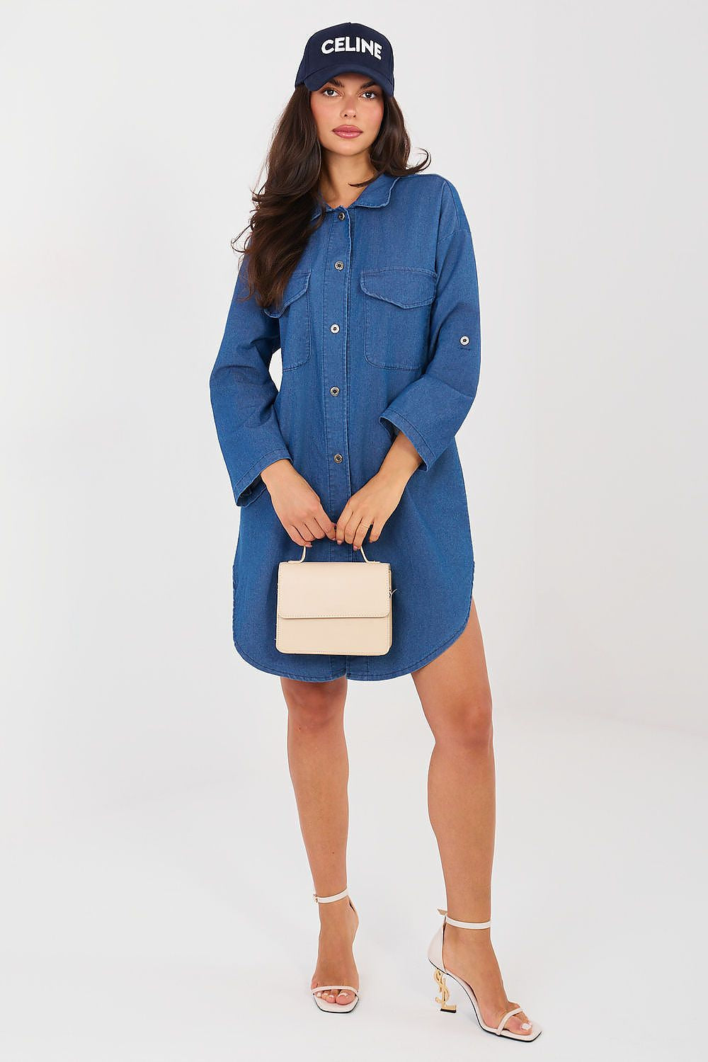 Vestito camicia in cotone elasticizzato - 223802