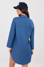 Vestito camicia in cotone elasticizzato - 223802