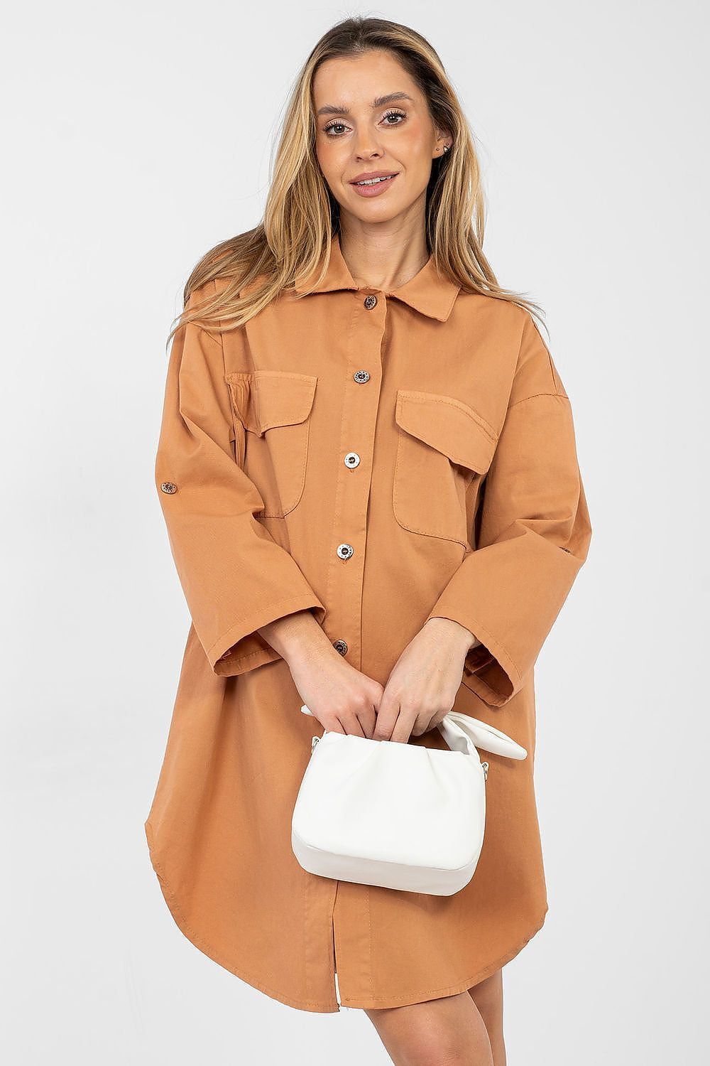 Arancione / Universale Vestito camicia versatile in cotone