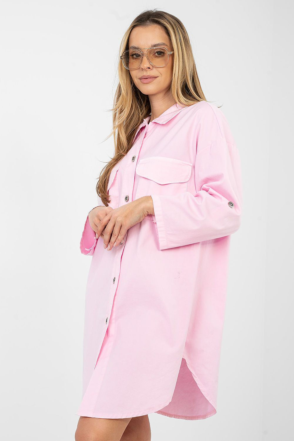Rosa / Universale Vestito camicia versatile in cotone