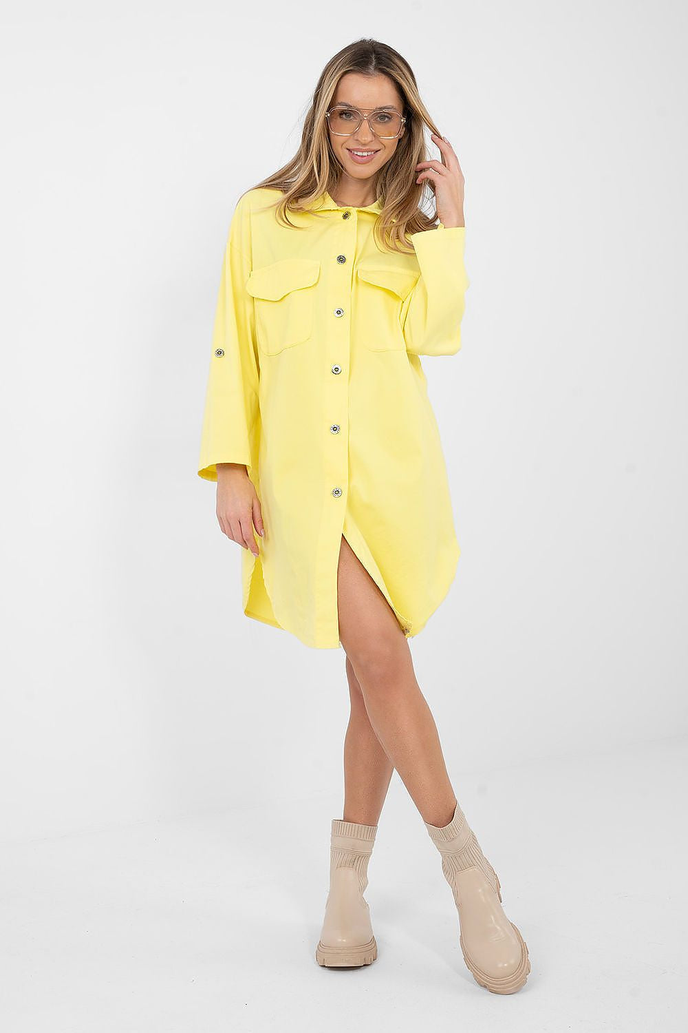 Vestito camicia versatile in cotone elasticizzato - ALBA