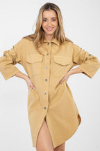 Marrone / Universale Vestito camicia versatile in cotone