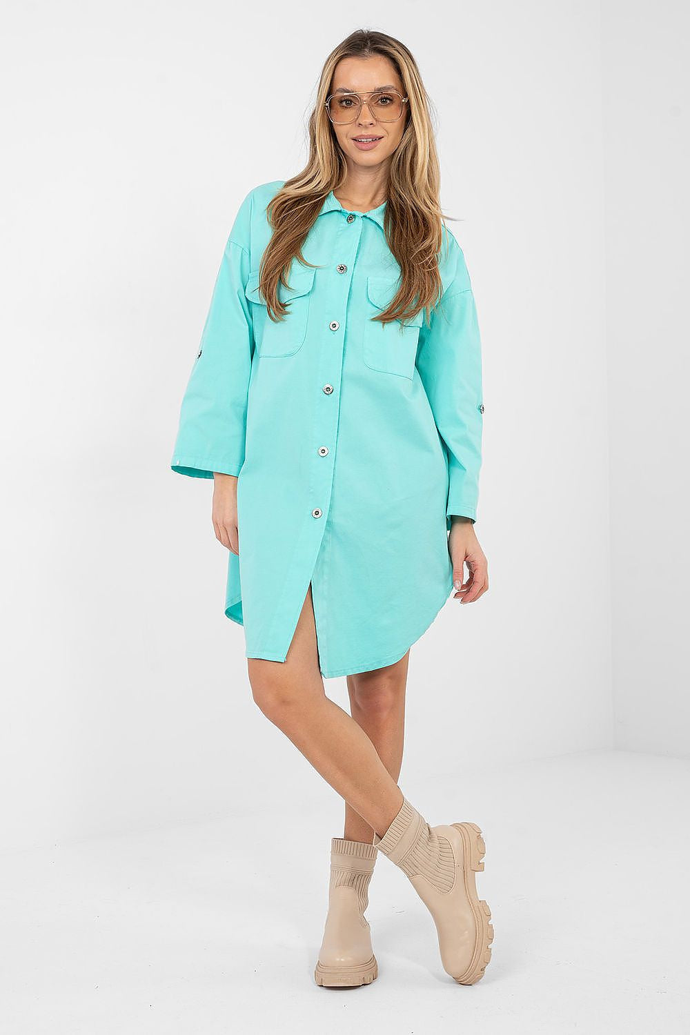 Vestito camicia versatile in cotone elasticizzato - ALBA