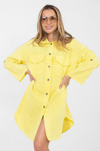 Giallo / Universale Vestito camicia versatile in cotone
