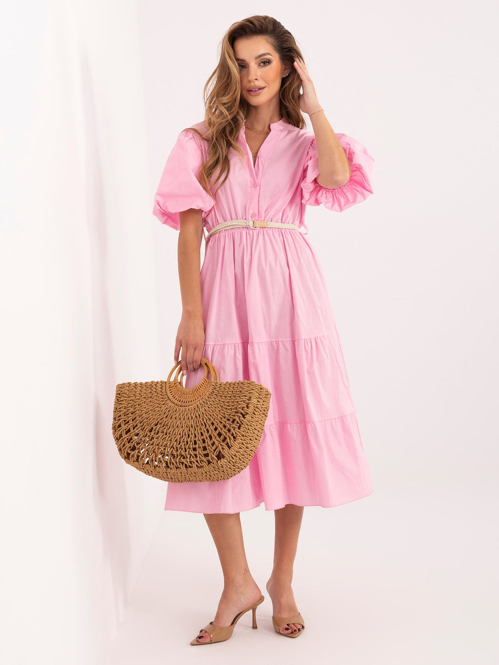 Confetto / ONE SIZE Vestito in cotone midi con balza