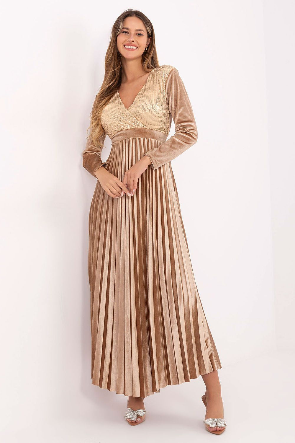 Beige / Universale Vestito lungo elegante in viscosa