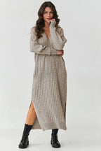 Vestito lungo in maglia a coste - 217373