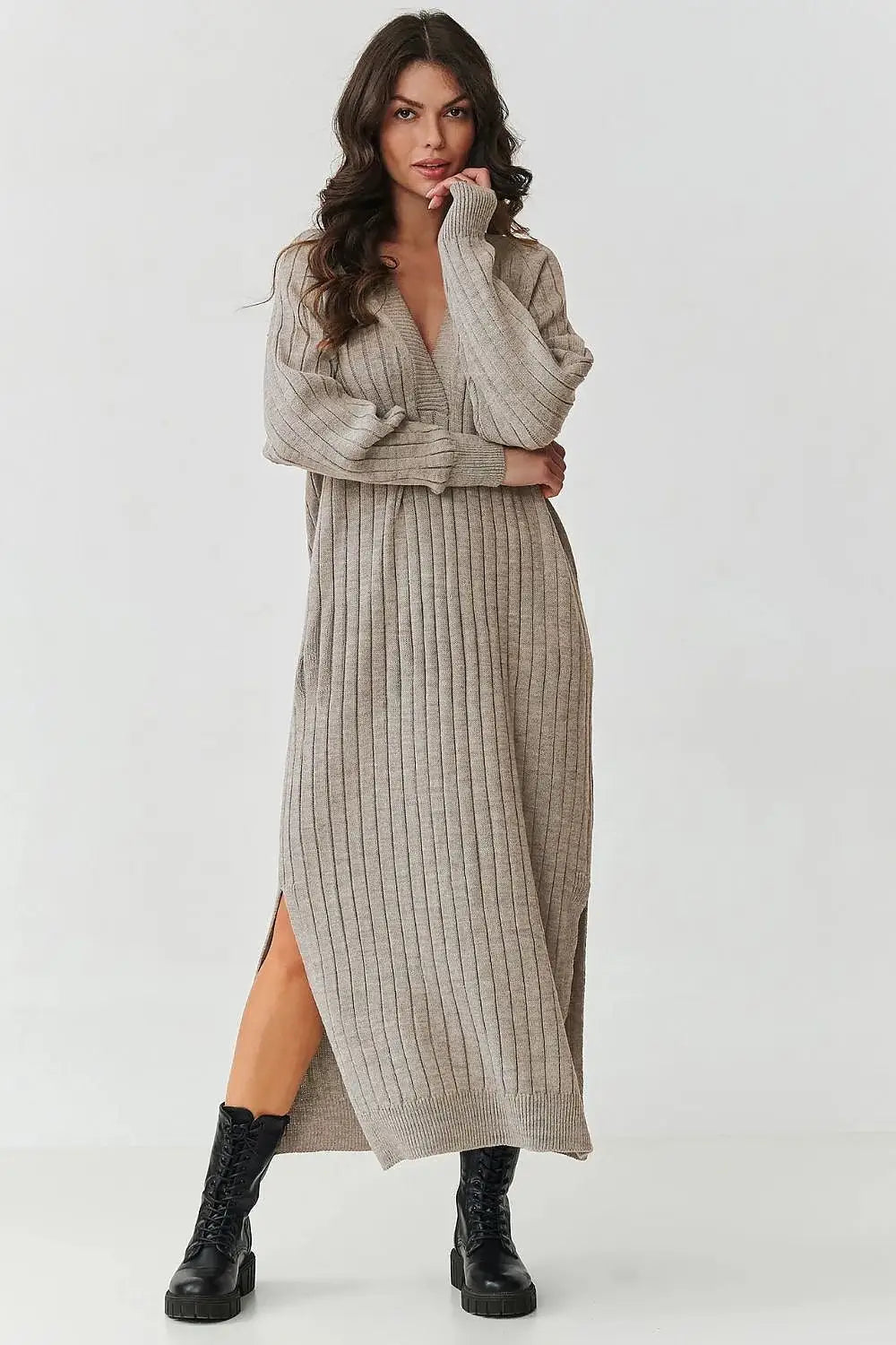 Vestito lungo in maglia a coste - 217373