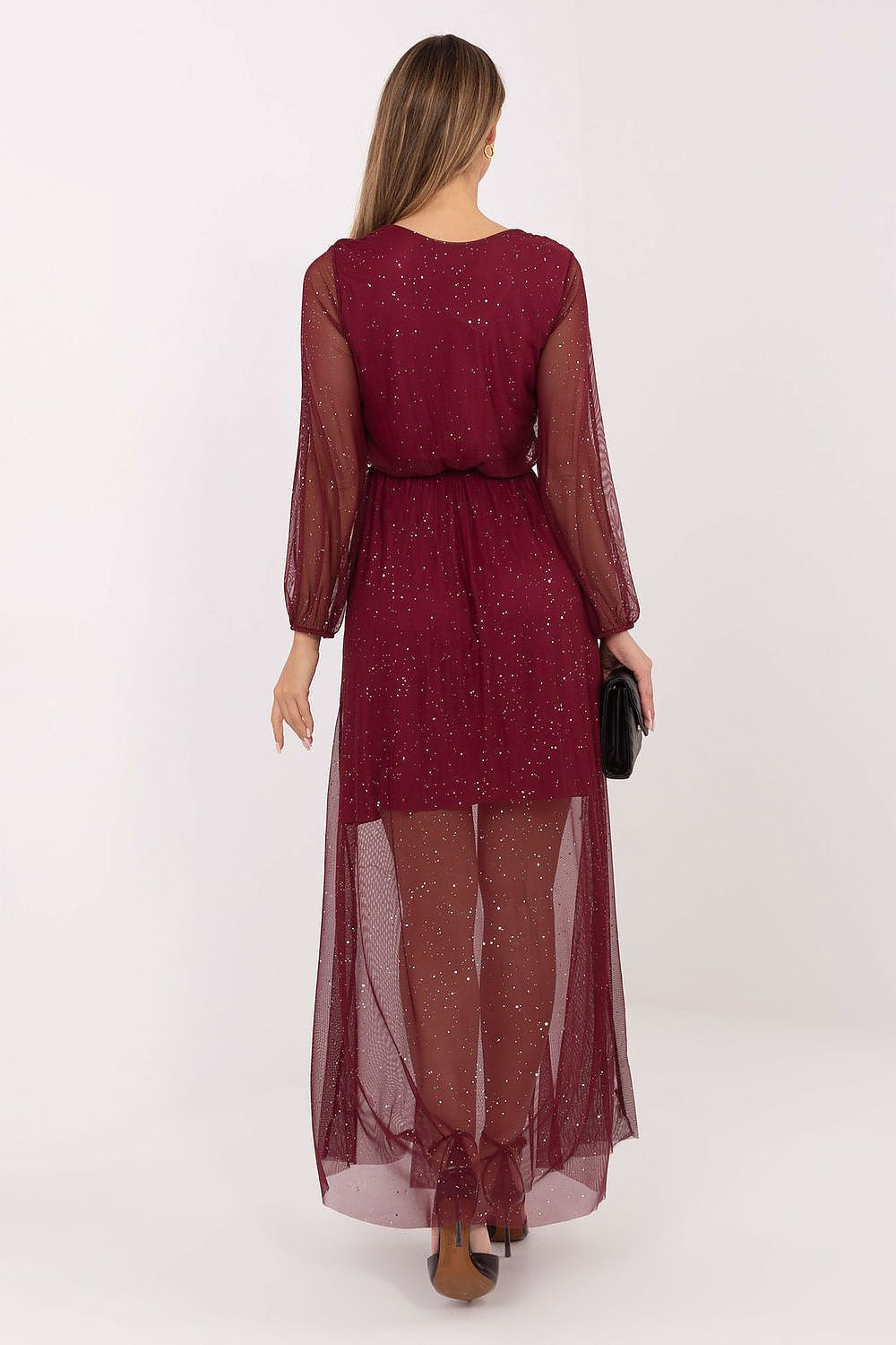 Vestito lungo in tulle con brillantini - 221982