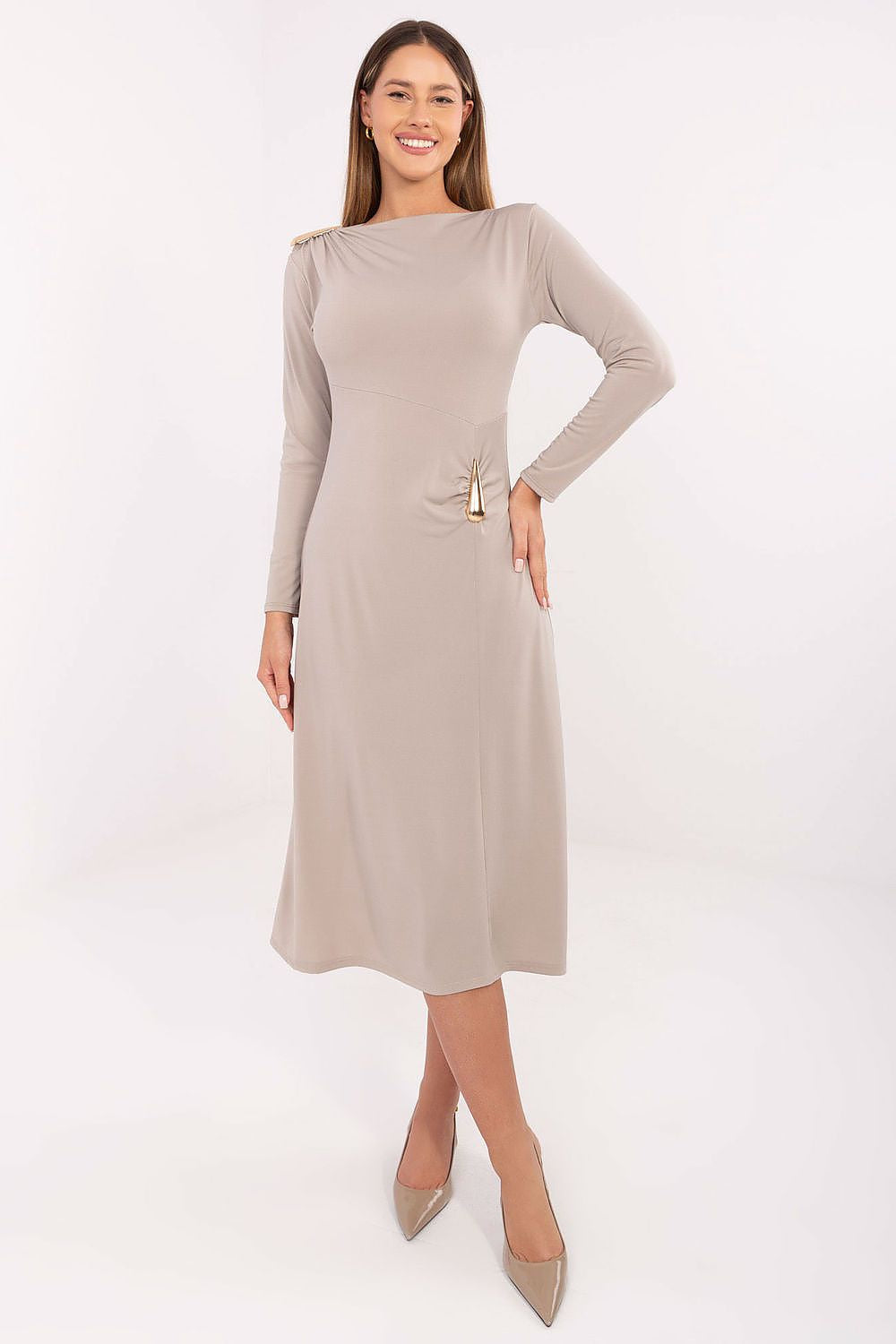 Beige / Universale Vestito midi elegante e versatile