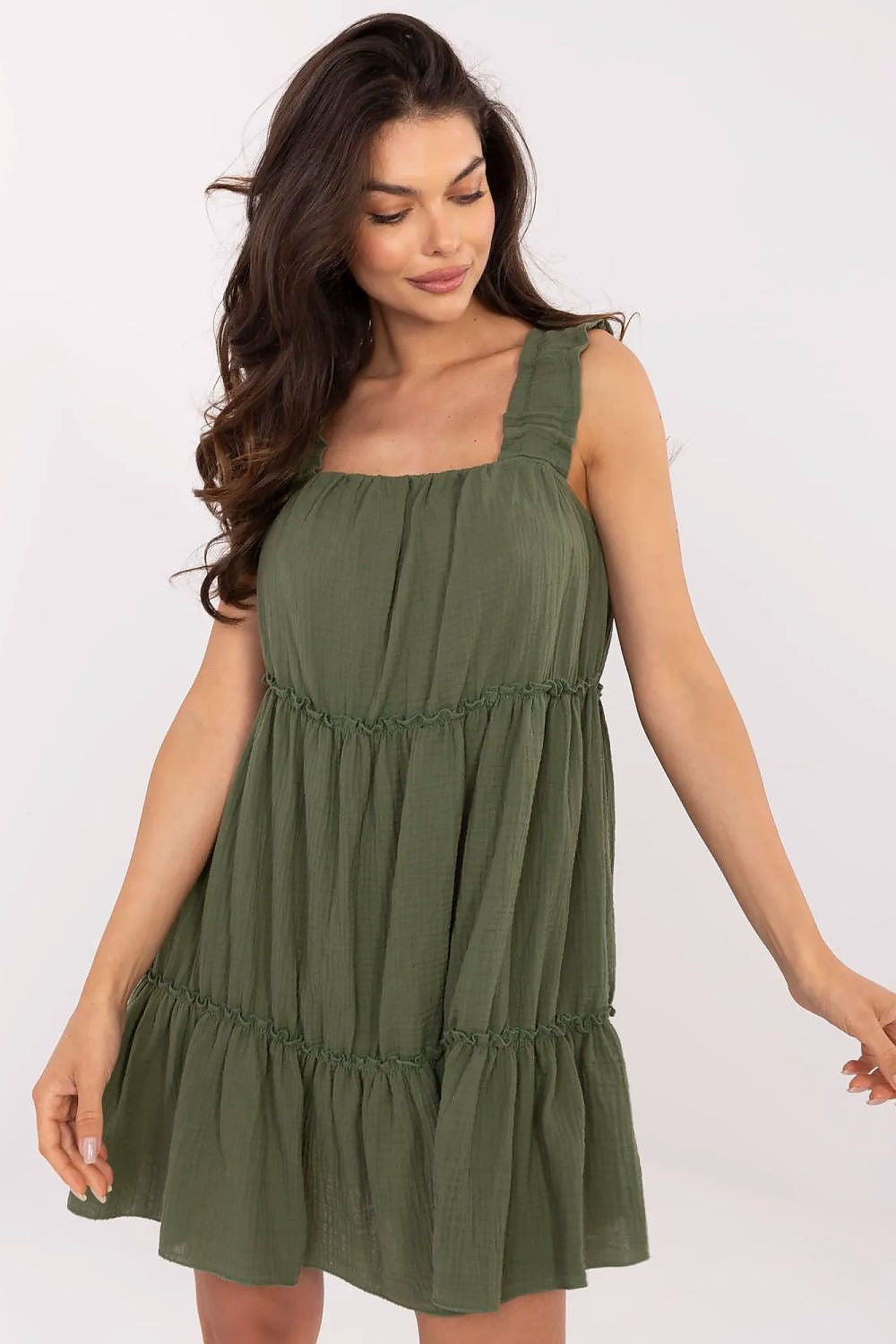 Verde / Taglia unica Vestito in mussola di cotone naturale