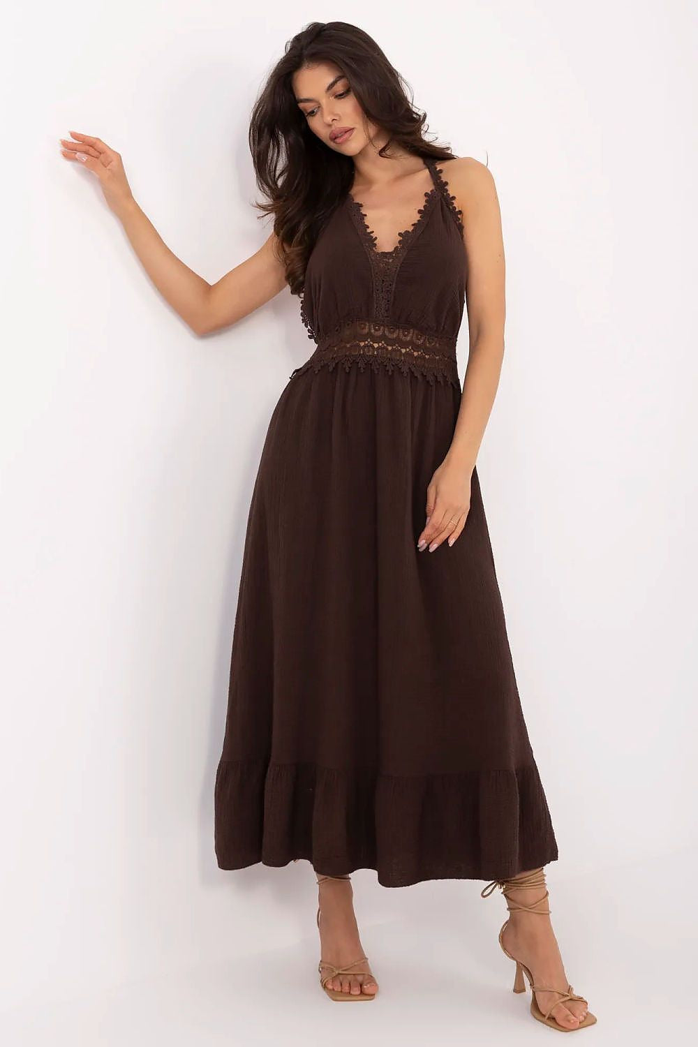 Marrone / Taglia unica Vestito svasato in stile boho