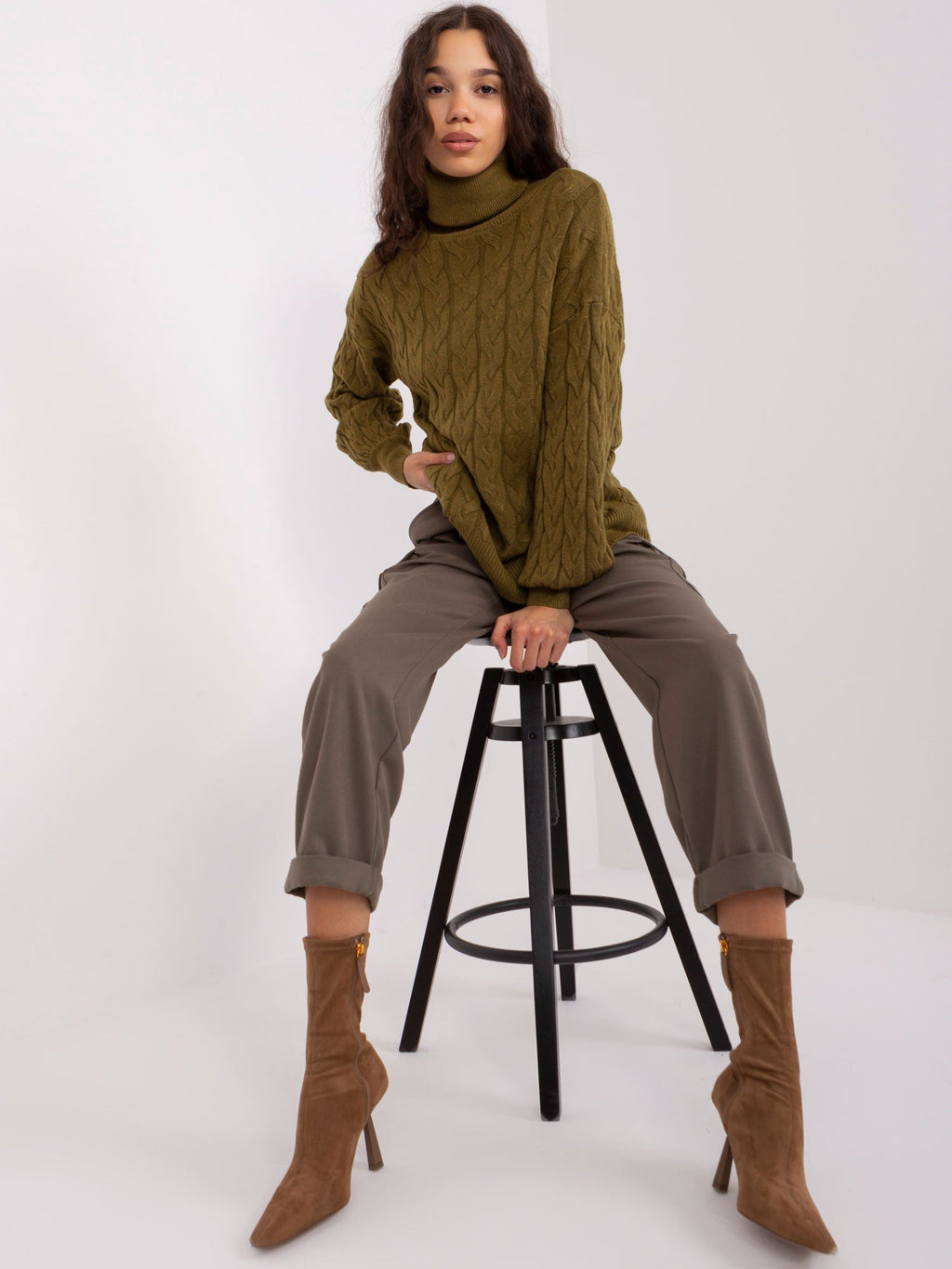 Vida 5 - Maglione da Donna a Collo Alto in Viscosa